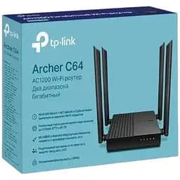 Маршрутизатор TP-Link Archer C64 WiFi5 AC1200 1 Гбіт/с дводіапазонний Чорний - мініатюра 7