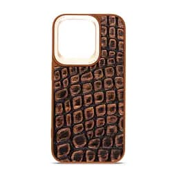 Кожаный чехол для Apple iPhone 14 Pro, Harder Kaiju Skin, оранжевый, термополіуретан ТПУ + экокожа с эффектом фактуры монстра, панель, защита корпуса, противоударный, микрофибра, рамка вокру камеры, защита всего корпуса, (ARM76861)