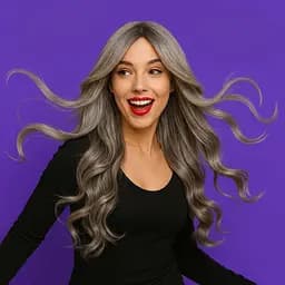 Перука кучерява довга рівний зріз з термоволокна 80 см темно-русявий