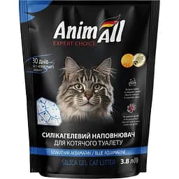 Силікагелевий наповнювач для котів AnimAll Кристали аквамарину 3.8 л