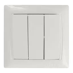 Выключатель тройной встраиваемый закал.керамика Primera белая 3013 LUXEL