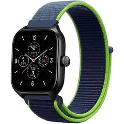 Ремінець нейлоновий на липучці BeWatch Xiaomi Amazfit BIP/GTS/GTR 20 мм Синій (1011358.3UW)