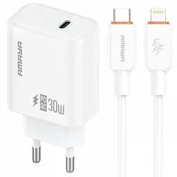 СЗУ Amaya E76D PD30W (1USB-C) + кабель Type-C to Type-C White