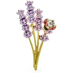 Брошь Лаванда и жук сиреневая