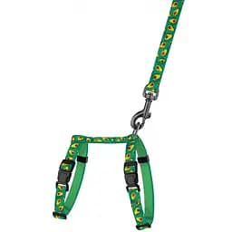 Шлея для котів та собак дрібних порід BronzeDog Urban Fruits Авокадо з повідцем XS 18-27 см