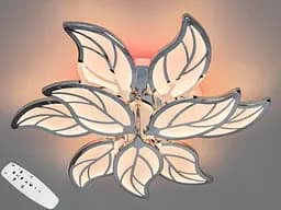 Флористична LED люстра з пультом, димером і підсвічуванням, 140W, хром