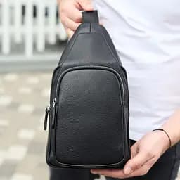 Чоловіча сумка з натуральної шкіри 18х31х7 через плече Tiding Bag 34091 чорна 18 см - мініатюра 1