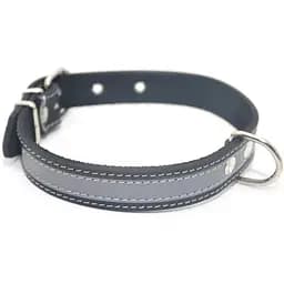 Нашийник для собак Zoo-hunt шкіряний зі світловідбивачем чорний ОО 4,0/49-60 см