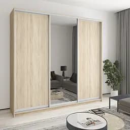 Шкаф-купе трехдверный MebelStar Комбо AL 2ДСП/Зеркало 250x60x240 см Дуб сонома (MBS-2131)