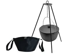 Казан чавунний туристичний 10 л з кришкою, чохлом та триногою