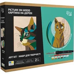 Набор для выжигания картины на дереве Rosa Start «Cats» с красками в коробке
