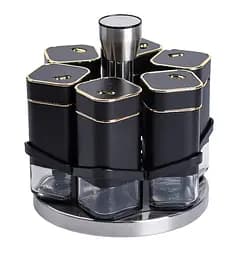 Органайзер набор Condiment Set для специй на подставке с 6 емкостями по 120 мл Черный