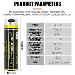 Акумулятор LiitoKala USB-King4000 18650 на 4000 mAh з USB - мініатюра 5