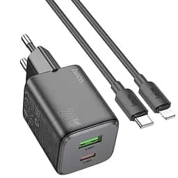 МЗП Hoco N41 Almighty PD20W+QC3.0 (1USB-A/1C) + кабель Type-C to Lightning Black - мініатюра 4