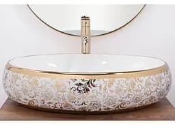 Умивальник Rea Meryl 60x40,5 white-gold (REA-U5054), Глянцева - мініатюра 2