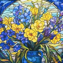 Алмазная мозаика Strateg ПРЕМИУМ Витражные цветы размером 30х30 см не полная выкладка (DEEX16280)