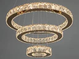 Люстра LED Diasha 7201-8A/580+400+200G кільцева, 66W, золото, регульована висота, пульт ДУ, IP20, сучасний стиль для дому - мініатюра 2