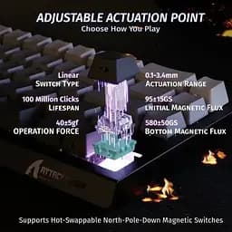 Ігрова магнітна клавіатура ATTACK SHARK X68 HE,RGB,Rapid Trigger, Чорний з лініями - мініатюра 8