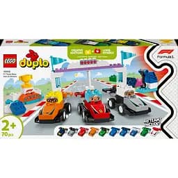 Конструктор LEGO DUPLO Автомобили для гонок и пилоты команд Формулы-1, 70 деталей (10445)