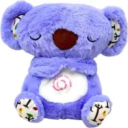 Мягкая игрушка для сна Спящая коала с музыкой, светом, имитацией дыхания 25 см голубая