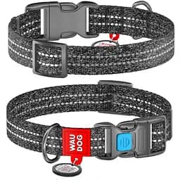 Нашийник для собак Waudog Re-cotton з відновленої бавовни з QR паспортом, світловідбивний, пластиковий фастекс, M, Ш 20 мм, Дов 24-40 см (4823089326092)