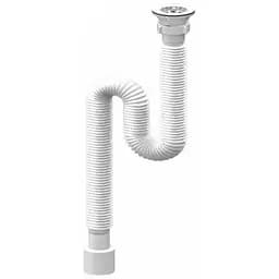 Сифон для умивальника RJ з розбірним випуском, сітка випуску Ø65 мм, гофра Ø40/50 мм, 400-1200 мм RSG405012, Білий матовий