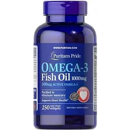 Жирні кислоти Puritan's Pride Omega 3 Fish Oil 1000 mg, 250 капсул