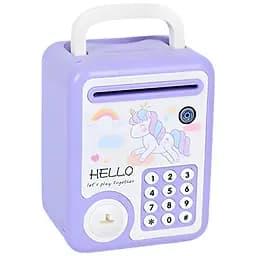 Скарбничка-сейф дитяча MK 5404 ігрова з ключем світловими еффектами та паролями фіолетова