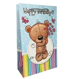 Подарунковий пакет, 150 г/м², Happy B-day, 16x26x6.5 см, 6 шт. в упаковці