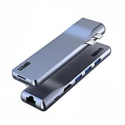 Хаб USB-C ArmorStandart For MacBook M-Series HD4K+LAN+PD+3USB+TF/SDcard Grey (ARM69367)
