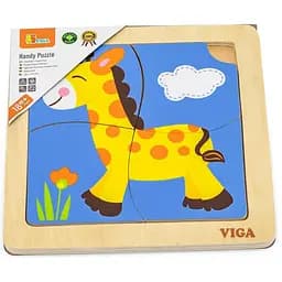 Дерев'яний міні-пазл Viga Toys Жираф 4 елементи (51319) - мініатюра 2