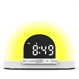 Годинник настільний електронний будильник з теплими вогнями для пробудження