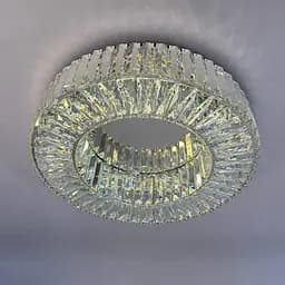 Елегантна стельова LED люстра кришталева для вітальні Linisoln 9597-600 срібляста 60 см 160W - мініатюра 4
