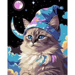 Набор для росписи по номерам Strateg Кот среди звезд на черном фоне 40 х 50 см (AH1219-17)