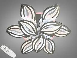 Стельова люстра з пультом, димером і LED підсвічуванням, 165W, хром