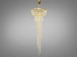 Богатая хрустальная люстра "Хрустальный каскад" на 7 ламп, цвет золото.