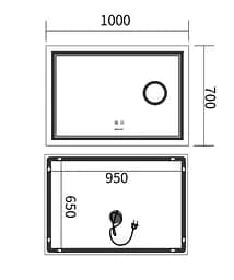 Дзеркало Mixxus Premium QUADRO MR20-100x70 (LED Touch, Anti-fog, лінза) (MP6622) - мініатюра 5
