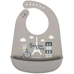 Слинявчик Canpol babies Bonjour Paris силіконовий з кишенькою бежевий (74/027_bei)