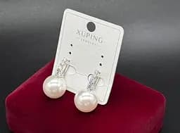 Сережки з перлинами гіпоалергенні з медичного сплаву Xuping перламутрові з перлиною під срібло