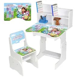 Дитяча парта Bambi N 2071-20-1 Gabby's Dollhouse з таблицею множення та стільчик біла