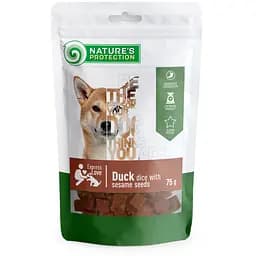 Лакомство для собак ломтики утки с семенами кунжута Nature's Protection Duck dice and with sesame seeds 75 г