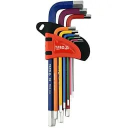 Ключі шестигранні Yato М1.5-10 мм Г-подібні 2-сторонні HRC 58-62 S2, 9 шт. (YT-05631)