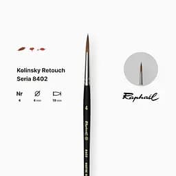 Пензель колонок круглий Raphael Kolinsky Retouch, №4, для ретуші, коротка ручка - мініатюра 2