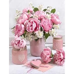 Алмазна мозаїка Піони Ніжні почуття 40*50 зі стразами на підрамнику