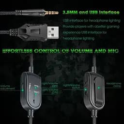 Дротова гарнітура Onikuma Gaming with LED K8, USB, 3.5mm, 2.2m, Camouflage-Green - мініатюра 12