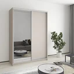 Шафа-купе дводверна MebelStar Стандарт AL ДСП/Дзеркало 150x60x210 см Кашемір (MBS-2437)