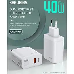 Зарядний пристрій для смартфона Kakusiga KSC811 dual port 40W QC3.0 - мініатюра 2