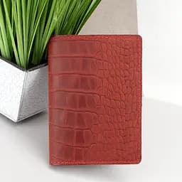 Обложка на паспорт, загранпаспорт кожаная Handycover 0054 красная рептилия