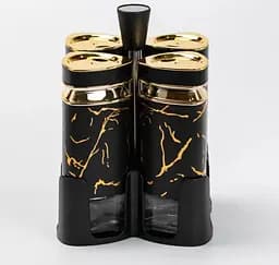 Органайзер набор Condiment Set для специй на подставке с 4 баночки для специй по 120 мл Черный