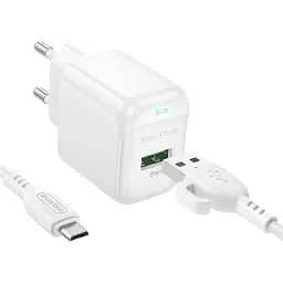 Зарядний пристрій - адаптер з кабелем - набір Borofone BAS42A 1 порт USB + micro кабель білий